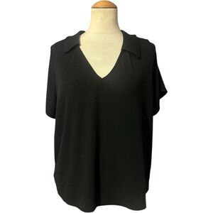 Torrid Ribbed Short Sleeve Collared Shirt Black Size 2X
